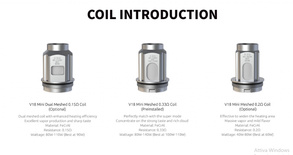 SMOK R-KISS 2 Kit - Coil, resistenze supportate